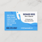 Carte De Visite Nettoyage de la maison de lavage à l'eau bleue (Dos)