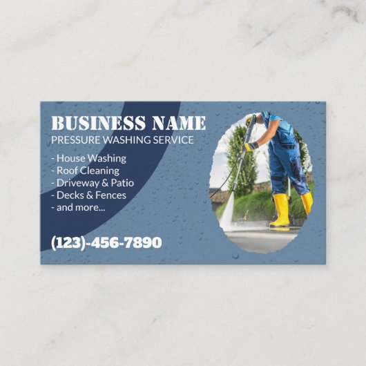 Carte De Visite Nettoyage de la maison de lavage à pression Bleu (Devant)