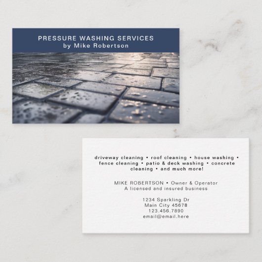 Carte De Visite Nettoyage de la maison de lavage à pression Modern (Devant / Derrière)