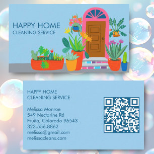 Carte De Visite Nettoyage de la maison jolie porte avant Code QR p