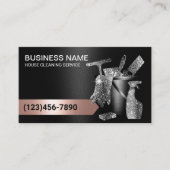 Carte De Visite Nettoyage de la maison Ménage Noir & Rose Or (Devant)