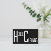 Carte De Visite Nettoyage de la maison noir et blanc (Debout devant)