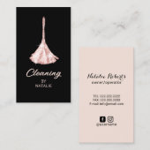 Carte De Visite Nettoyage de la maison Rose moderne Gold Duster Ma (Devant / Derrière)