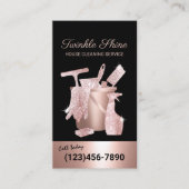 Carte De Visite Nettoyage de la maison Rose moderne Gold Ménage (Devant)