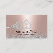 Carte De Visite Nettoyage de la maison Rose moderne Gold & Silver (Devant)