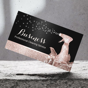 Carte De Visite Nettoyage de la maison Rose moderne Or Spray Flora