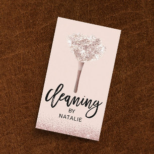 Carte De Visite Nettoyage de la maison Rose Parties scintillant or