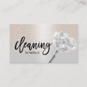 Carte De Visite Nettoyage de la maison Service ménager Argent mode (Devant)