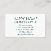 Carte De Visite Nettoyage de la maison Services à la maison Charme (Dos)