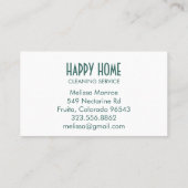 Carte De Visite Nettoyage de la maison Services à la maison Charme (Dos)