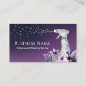 Carte De Visite Nettoyage de la maison Spray argenté moderne Purpl (Devant)