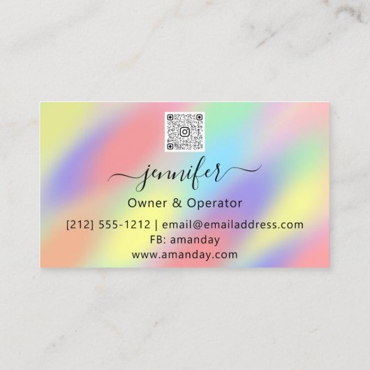 Carte De Visite Nettoyage de la poubelle Holographe Maid QR Code B (Dos)