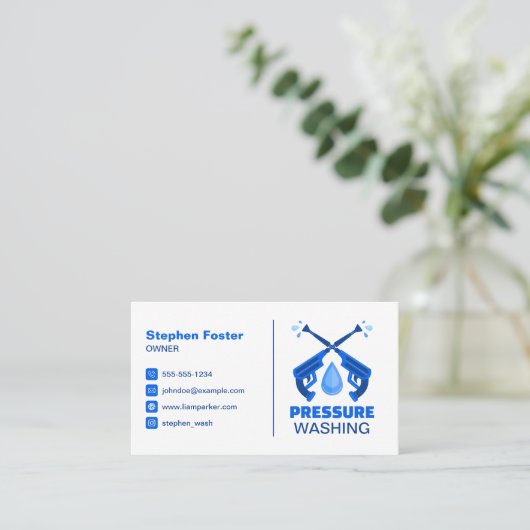 Carte De Visite Nettoyage de la pression bleue (Debout devant)
