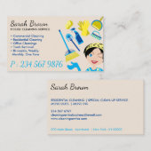 Carte De Visite Nettoyage de maison beige Janitorial Gloved Apron  (Devant / Derrière)