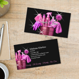 Carte De Visite Nettoyage de maison commerciale rose féminin Entre