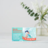 Carte De Visite Nettoyage de maison Green Blue Orange (Debout devant)