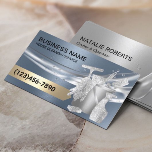 Carte De Visite Nettoyage de maison Ménage moderne Dusty Blue
