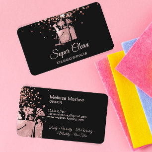 Carte De Visite Nettoyage de maison professionnel Paillettes Rose