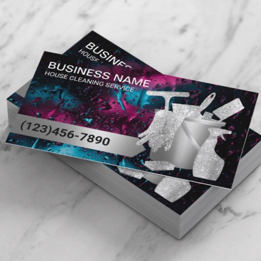 Carte De Visite Nettoyage de maison professionnelle Fenêtre Rainy 