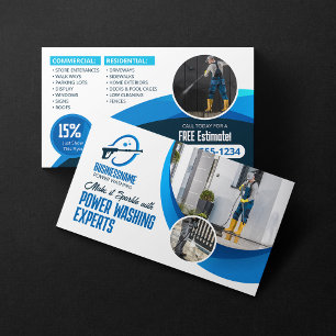 Carte De Visite Nettoyage de Maison sous Pression Blue Power Wash