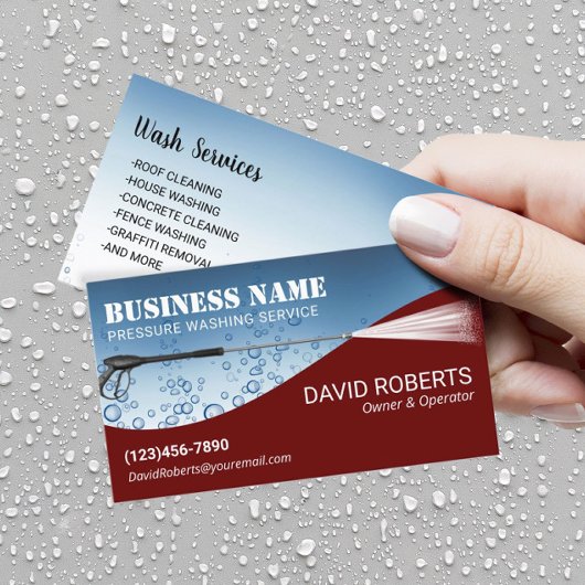 Carte De Visite Nettoyage de pression moderne Red Power Wash