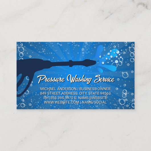 Carte De Visite Nettoyage de pression | Savon | Spray d'eau (Devant)