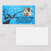 Carte De Visite Nettoyage de pression | Travailleur | Bulles de sa (Devant / Derrière)