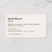 Carte De Visite Nettoyage de vide beige Maison Nettoyage de la mai (Dos)