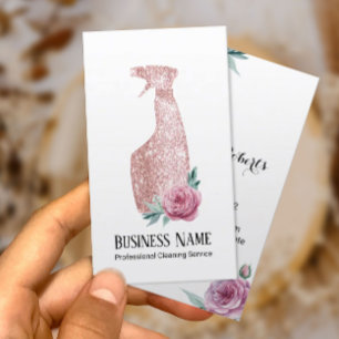 Carte De Visite Nettoyage des bouteilles de Rose floral moderne Go