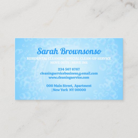 Carte De Visite Nettoyage des bulles de savon bleu (Dos)