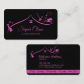 Carte De Visite Nettoyage des domestiques Fuchsia étincelante (Devant / Derrière)