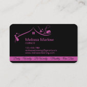 Carte De Visite Nettoyage des domestiques Fuchsia étincelante (Dos)