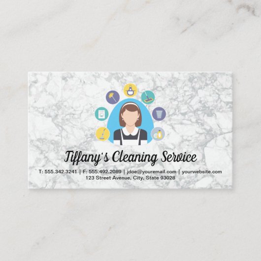 Carte De Visite Nettoyage des icônes du service domestique | Arriè (Devant)