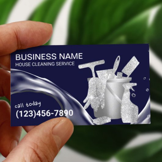 Carte De Visite Nettoyage des maisons Flux d'eau Ménage Marine