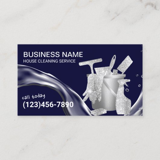 Carte De Visite Nettoyage des maisons Flux d'eau Ménage Marine (Devant)