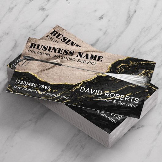 Carte De Visite Nettoyage du marbre d'agate d'or à pression