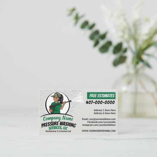 Carte De Visite Nettoyage et lavage sous pression Afro-Américain (Debout devant)