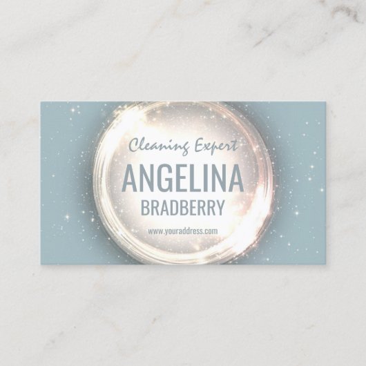 Carte De Visite Nettoyage Expert Service Parties scintillant Cercl (Devant)