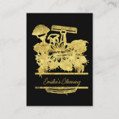 Carte De Visite Nettoyage Faux Or Logo Script Floral (Devant)