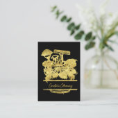 Carte De Visite Nettoyage Faux Or Logo Script Floral (Debout devant)