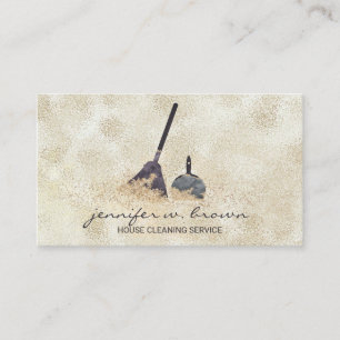 Carte De Visite Nettoyage Janitorial Gold Sparkle Femme de Ménage