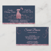 Carte De Visite Nettoyage Maid Janitorial brillant rose marine (Devant / Derrière)