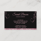 Carte De Visite Nettoyage Maid Janitorial rose pétillant noir (Dos)