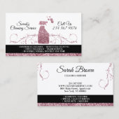 Carte De Visite Nettoyage Maid Janitorial services rose pétillant (Devant / Derrière)