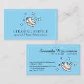 Carte De Visite Nettoyage ménager bleu laveur (Devant / Derrière)