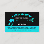 Carte De Visite Nettoyage moderne à pression noire et bleue (Devant)