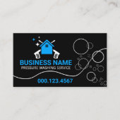 Carte De Visite Nettoyage moderne de la maison de lavage Black Blu (Devant)