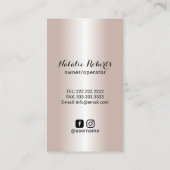 Carte De Visite Nettoyage moderne Rose d'or Spray & Fleurs (Dos)