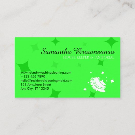 Carte De Visite Nettoyage Nettoyant Nettoyant De Boule Verte Neon (Dos)