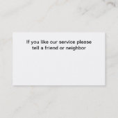 Carte De Visite Nettoyage professionnel (Dos)